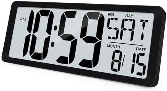 KMMKGG Atomic Clock with Backlight, 14.2" Digital Wall Clock Large Display, Battery Operated Digital Alarm Clock with Day, Date & Temperature, Count Up Down Timer Clock for Home, Office