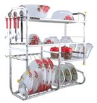 SLIMSHINE Stainless Steel Kitchen Dish Rack | Wall-Mounted Drying Rack with Utensil Holder | Space-Saving Storage Shelves (24 x 24 Inch)