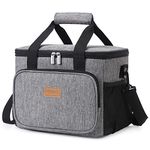 Lifewit 24 Cans Large Lunch Bag Insulated Lunch Box Soft Cooler Cooling Tote for Adult Men Women, Grey