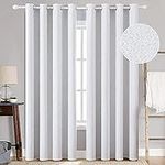 MIULEE Curtains Blackout Curtains Thermal Insulating Curtains with Eyelets 100% Opaque Linen Look Curtains Living Room Cold Protection Blackout Curtain Set of 2, 46" Wx90 L Off White