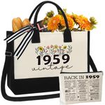 65th Birthday Gifts for Women Tote Bag, 65 Years Old Gifts for Her, Happy 65th Birthday Gifts for Her Turning 65, Vintage 1959 Canvas Tote Bag + Cosmetic Makeup Bag