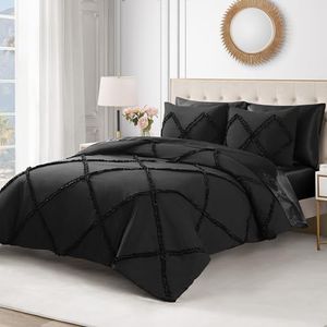 Juicy Couture Diamond King Comforter Set - Ruffle 3-Piece Machine Washable Reversible Bedding Comforter Set, Black