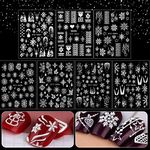 7 Sheets 5D Snowflakes Embossed Nail Art Stickers, TOROKOM Winter Christmas Nail Decals Self-Adhesive Xmas Tree Snowman Reindeer Stereoscopic Design Nail Stickers for Women Nail Decorations