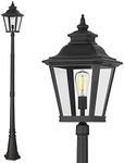 Luminzone Outdoor Lamp Post Light, Waterproof Outdoor Classic Street Lights with Clear Glass for Backyard, Patio, Garden, Lawn, Pathway, Driveway