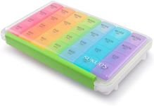 Sukuos Large Weekly Pill Organizer 7 Day (4 Times a Day), Moisture-Resistant Daily Pill Box Medicine Cases for Vitamin/Fish Oil/Supplements - Rainbow Colors