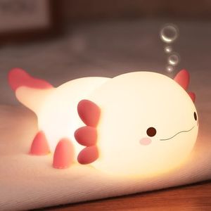 Lampeez Axolotl Gifts, Cute Axolotl Night Light, Soft Silicone Lamp Nursery Nightlight LED Touch Light, Bedroom Decor as Xmas Birthday Gifts Boys Girls