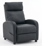 Requena Recliner Armchair PU Leather Sofa Lounge Seating Adjustable Leg Rest and Reclining Functions for Living Room HQ-8256 Black