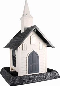 North States Village Collection Church Birdfeeder: Easy Fill and Clean. Squirrel Proof Hanging Cable included, or Pole Mount (pole sold separately). Large, 5 pound Seed Capacity (9.5 x 10.25 x 16.25, White)