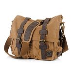 Jonon Vintage Military Men Canvas Messenger Bag for 13.3-17" Laptop, Brown, Size 13.3"