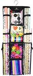 Double Sided Hanging Gift Wrap Organizer | Large 16” x 41” Wrapping Paper Rolls Storage Bag | Tearproof & Space Saving Closet Gift Bag Organization Solution | Sturdy Zippers (Black)