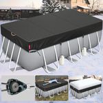 [2024 Upgrade Super Windproof] 9x18FT Rectangle Pool Cover for Above Ground Pools,[Durable and Tear-Resistant] Winter Oval Pool Cover with Enhanced Ratchets and Tarp Clips