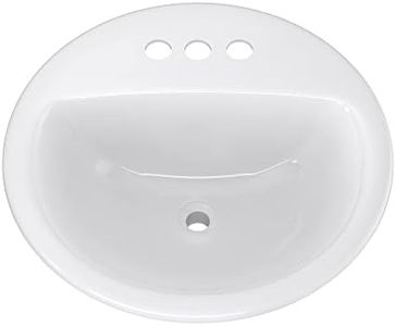 PROFLO PF194RWH PROFLO PF194R Rockaway 19" Circular Vitreous China Drop In Bathroom Sink with Overflow and 3 Faucet Holes at 4" Centers