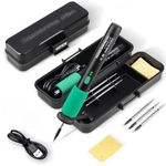 Serplex® Cordless Soldering Iron Kit with Toolbox 5V 15W Soldering Pen with 260-450°C Adjustable Temperature, 8s Fast Heat-up, 650mAh USB Cordless Soldering Iron Kit with 3 Soldering Iron Tips