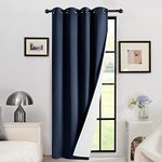 Deconovo Thermal Curtain Eyelet, Blackout Curtain with Extra Thick Microfiber Lining, Noise Protection Sunlight Blocking Curtain for Bedroom, 55 x 102 Inch(Width x Length), Navy Blue, 1 Panel