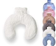 Luxury Hot Water Bottle with Faux Fur Cover, Soft Fluffy Neck U Shape Cosy Fleece, 1.8L capacity (Polar White)