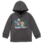 Minecraft Mobs Alex Steve Little Boys Fleece Pullover Hoodie Gray 5