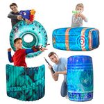 Skywin-Inflatable Obstacles- Inflatable Battle Bunkers,4 Pieces Inflatable Battle Obstacle, Bunker Set Play War Obstacles and Laser Tag Obstacles (Blue)