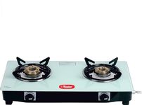 Khaitan 2 Burner Nano White Toughened Glass | LPG Cooktop I Manual Ignition | Ergonomic Knob | with 1 Year Warranty | Pan India Service | LP Gas Stove | ISI Approved (White) (2 Burner)