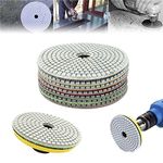 ChaRLes 7pcs 5 Inch 50-3000 Grit Diamond Polishing Pad Sanding Disc for Marble Concrete Granite Glass