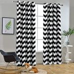 Melodieux Fashion Chevron Curtains for Living Room Dining Room, Darkening Grommet Top Window Drapes Soundproof Thermal Insulated for Bedroom, 63 Inches Long, 52 by 63 Inch, Black and White(1 Panel)