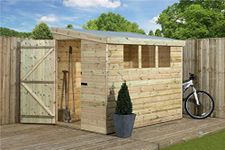 EMS Retail Empire 3000 Pent Garden Shed 8X5 SHIPLAP T&G TANALISED 3 LOW WINDOWS DOOR LEFT