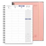 POPRUN 2025 Weekly Agenda Spiral Bound with Monthly Tabs 8.5" x 11", Quarter-Hourly Appointment Book with PU Leather Soft Cover, Dual Pockets, Gift Box, Sunday Start - Soft Pink