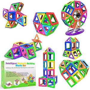Desire Deluxe 94 Pezzi Costruzioni Magnetiche per Bambini Gioco Educativo e Creativo per Bimbi da 3 Anni Plastica ABS Alimentare Atossica 94 Blocchi Magnetici con Angoli Smussati Diverse Forme