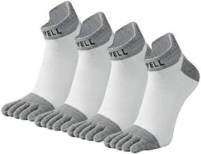 VWELL Cotton Toe Socks Five Finger Socks No Show Crew Athletic Running Socks 4 Pairs,Size 7-11