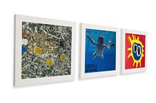 Play & Display Vinyl Record Display Frame, Displays Albums Covers, 12.5x12.5, White, Set of 3