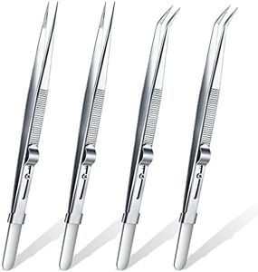 4 Pieces Precision Soldering Tweezer ESD Industrial Electronic Tweezers Tool Set Include Fine Point Tip Straight Tweezer and Locking Curved Tip Precision Tweezer for Jewelry Makeing Craft