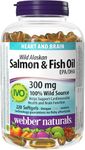 Webber Naturals Salmon and Fish Oil 300 mg, 220 Clear Enteric No Fishy Aftertaste Softgels, Supports Cardiovascular Health and Brain Function