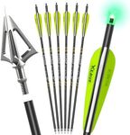 KEAUP Crossbow Bolts 20 Inch with Broadheads and Lighted Nocks Carbon Crossbow Arrows for Hunting and Outdoor Practice