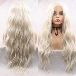 Xiweiya 60# Blonde Long Loose Wave Lace Front Wigs Natural Hairline Platinum Blonde 13x3 Lace Front Wig Heat Resistant Soft Hair 26 Inch for Women