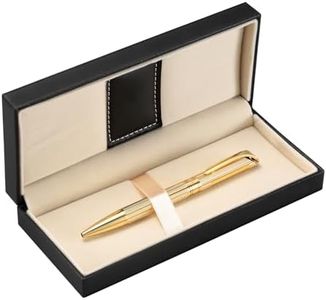 Penneed Ballpoint Pen with Gift Box, Retractable Pen for Men Women Executive Business Office School Supplies, Refillable 1.0mm Black Ink B5 (Gold)
