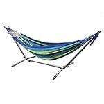 LIVINGbasics 9Ft Double Hammock with Spreader Bar Steel Stand for Travel Beach Yard Outdoor Camping (Hammock with Stand)