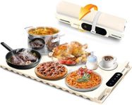 Food Warming Mat,Fast Heating Silicone Electric Warming Tray With 3 Level Temperature and 3 Level Timer, Roll Up Buffet Hot Plates Heat Pads, Portable Foldable Food Warmer For Parties Home white