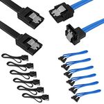 Set of 12, Straight and 90 Degree Right-Angle SATA III Cable 6.0 Gbps with Locking Latch, DaKuan SATA III Cable (6X Black, 6X Blue)