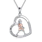 SHEAISRS Heart Softball Necklace Sterling Silver Softball Gifts for Girls Daughter Baseball Necklace for Women Sister