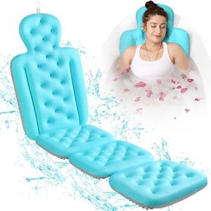 Full Body Bath Pillow for Bathtub, Thick Bathtub Cushion with Laundry Bag, Luxury Tub Pillow for Bath for Headrest Neck and Back Support Ocean Blue 60" x 16"