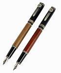 2 PCS Jinhao 8802 Fountain Pen Red Wood, Brown Wood Barrel Vintage Style with Ancient Silver Sword Design Clip with Pen Pouch and Gift Box(Gift Box Random Color)