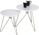 ASPECT Alegro Set of 2 Wooden Round Side Coffee End Lamp Table-White, Wood 48x48x45 cm