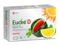 Eucee Vitamin D With C -Sugar Free Chewable- increases immunity Teeth-Bones-Muscles Strength Vegan For Kids Men Women -Vitamin D 120 tablet (Watermelon Flavour)