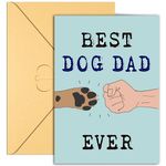 Deling Fathers Day Card from Dog - Best Dog Dad Ever, Dog Fathers Day Card with Envelope, Funny Dog Dad Fathers Day Card, Best Dog Dad Gifts for Men, Sweet Birthday Cards for Dog Dad