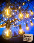 LED Outdoor String Lights, 240FT G40 Globe Patio Lights and Commercial Grade Weatherproof Strand String with Shatterproof Plastic Bulbs,Hanging String Lighting for Gazebo Bistro Backyard Garden