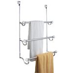 iDesign York Metal Over The Shower Door Towel Rack, Hooks for Master, Guest, Kids' Bathroom, 4.75" x 17.75" x 22.5", Chrome
