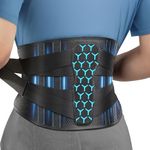 Rakiie Back Support Belt for Lower Back Pain Relief with 7 Stays, Adjustable Back Brace Support for Work, Heavy Lifting, Lumbar Support Belt for Sciatica Scoliosis, Size XXL (Waist: 130-160CM)