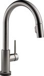 Delta Faucet Trinsic Touch Kitchen Faucet, Black Stainless Kitchen Faucets with Pull Down Sprayer, Kitchen Sink Faucet, Touch Faucet for Kitchen Sink, Touch2O Technology, Black Stainless 9159T-KS-DST