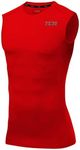 TCA Men's HyperFusion Compression Shirt Base Layer Workout Training Running Gym Compression Vest Under Shirt - Compression Vest Men, Compression Tops for Men, Compression Shirt Men - Team Red, M