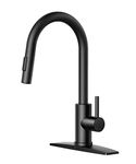 FORIOUS Black Kitchen Faucet, Kitchen Faucets with Pull Down Sprayer, Stainless Steel High Arc Single Handle Kitchen Sink Faucet, for RV, Laundry, Single Hole and 3 Hole Deck Mount, Mattle Black