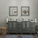 Vanity Art 72 Inch Under Mount Double Sink Bathroom Vanity Cabinet with 2 Mirrors, Ceramic Top Bathroom Cabinet Compact Set with 10 Dovetail Storage Drawers and Brushed Nickel Handles, VA3024-72-W